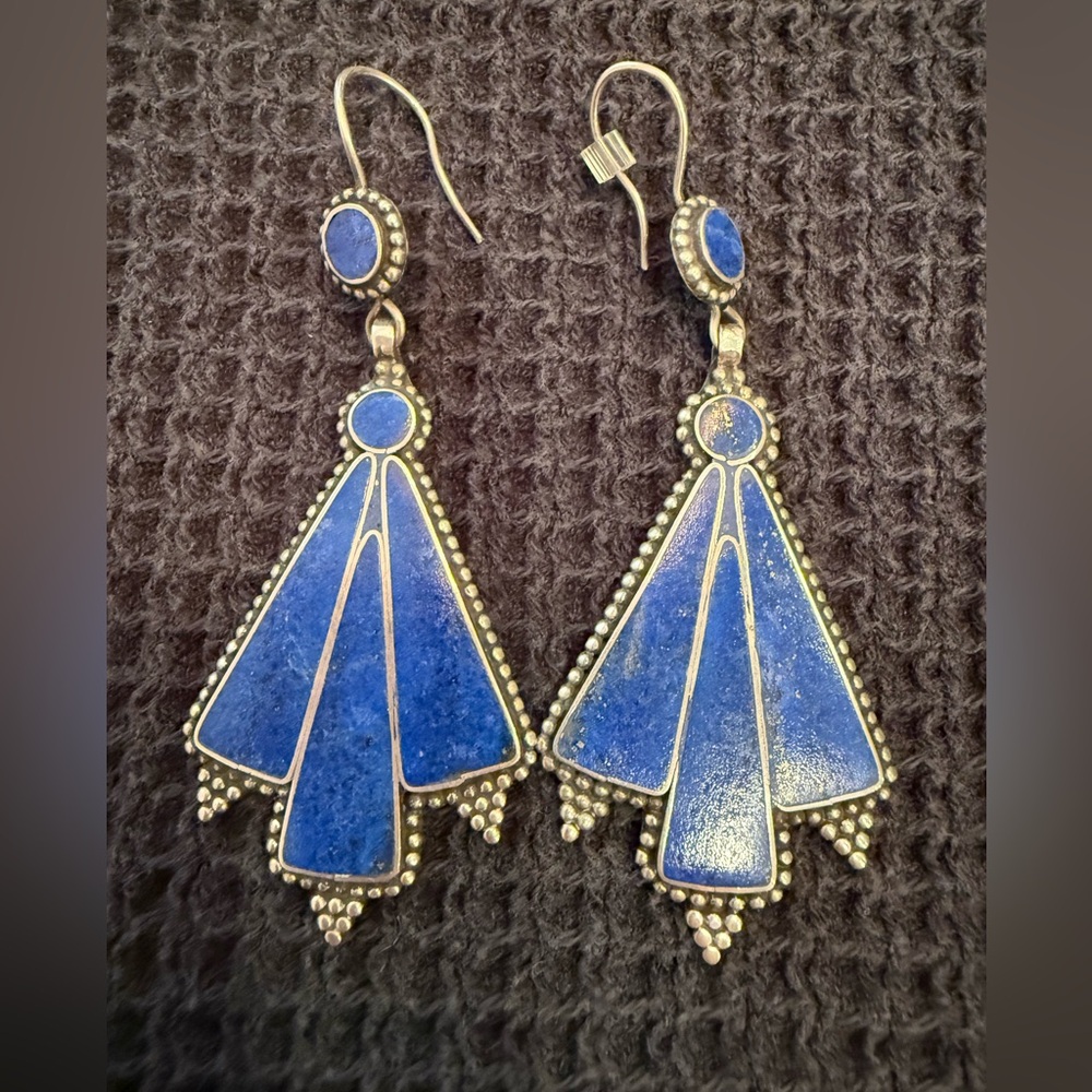 Elegant Blue and Silver Dangle Earrings